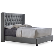Baxton Studio Katherine Contemporary Grey Fabric Nail head Trim King Size Wingback Bed